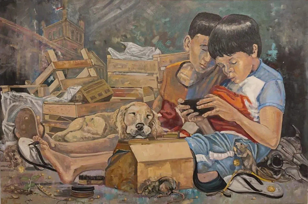 Joel Riveros R�os, emDistracciones/em, 2023. �leo sobre lienzo. Cortes�a