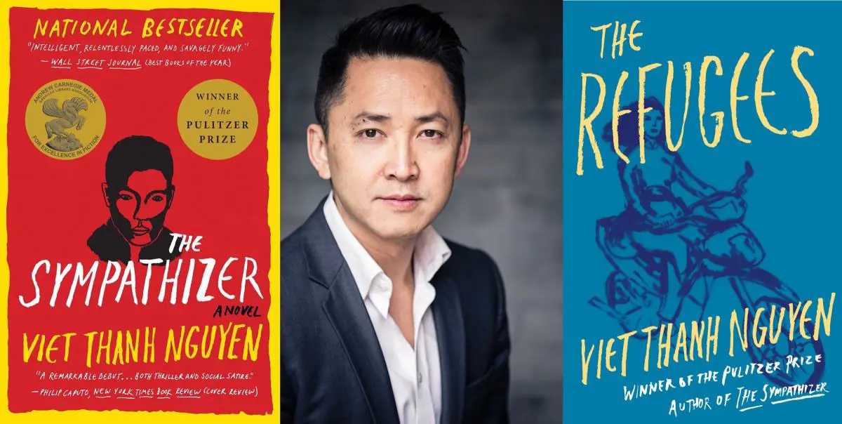 Viet Thanh Nguyen y dos de sus obras (Electric Lit)