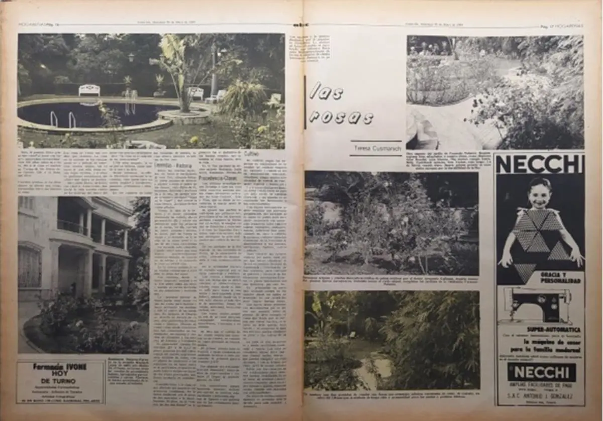 Nota periodística sobre el jardín Palazón-Faraone, diario emAbc color/em, 1969