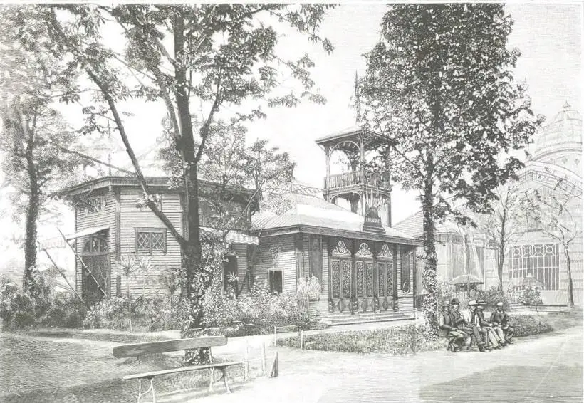 Pabellón paraguayo con jardín de nativas, Exposición Universal de París, 1889. emLa ilustración española y americana/em