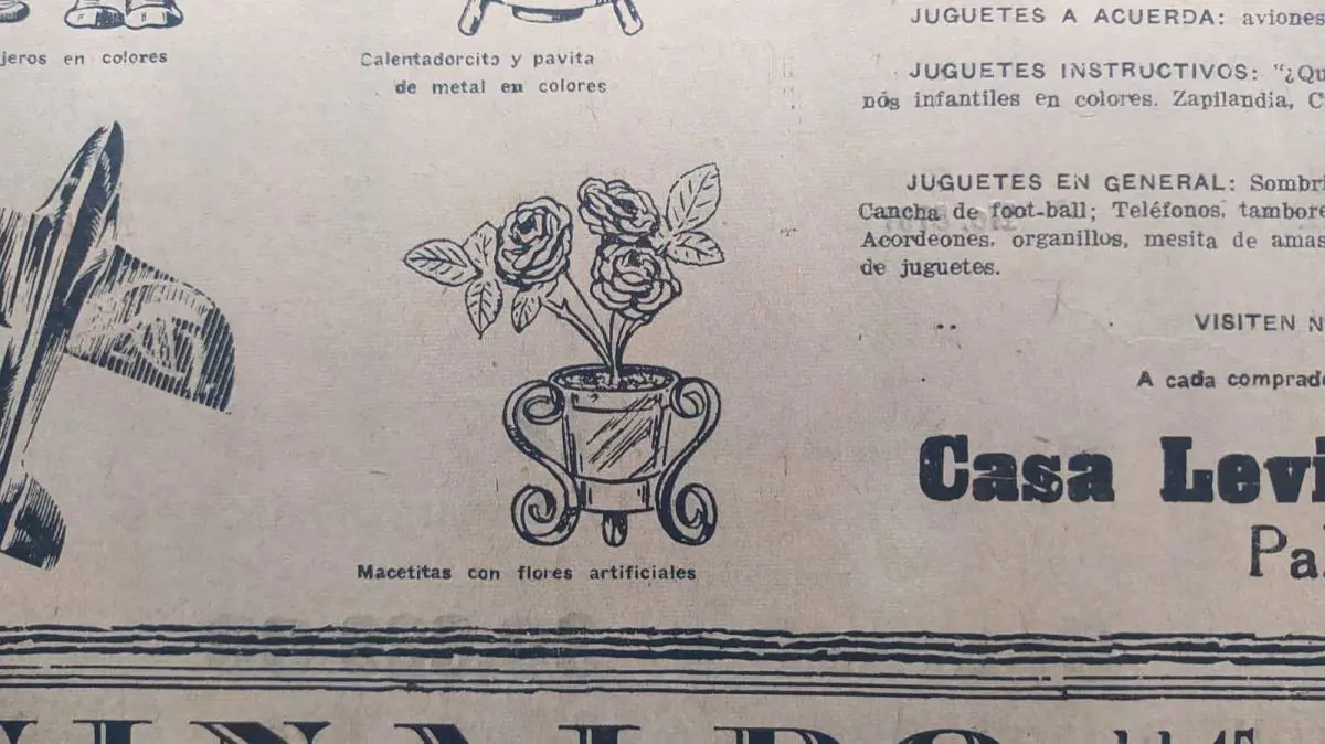 Publicidad de juguete de macetita con flores para el d�a de Reyes Magos. emLa Tribuna,/em enero de 1928