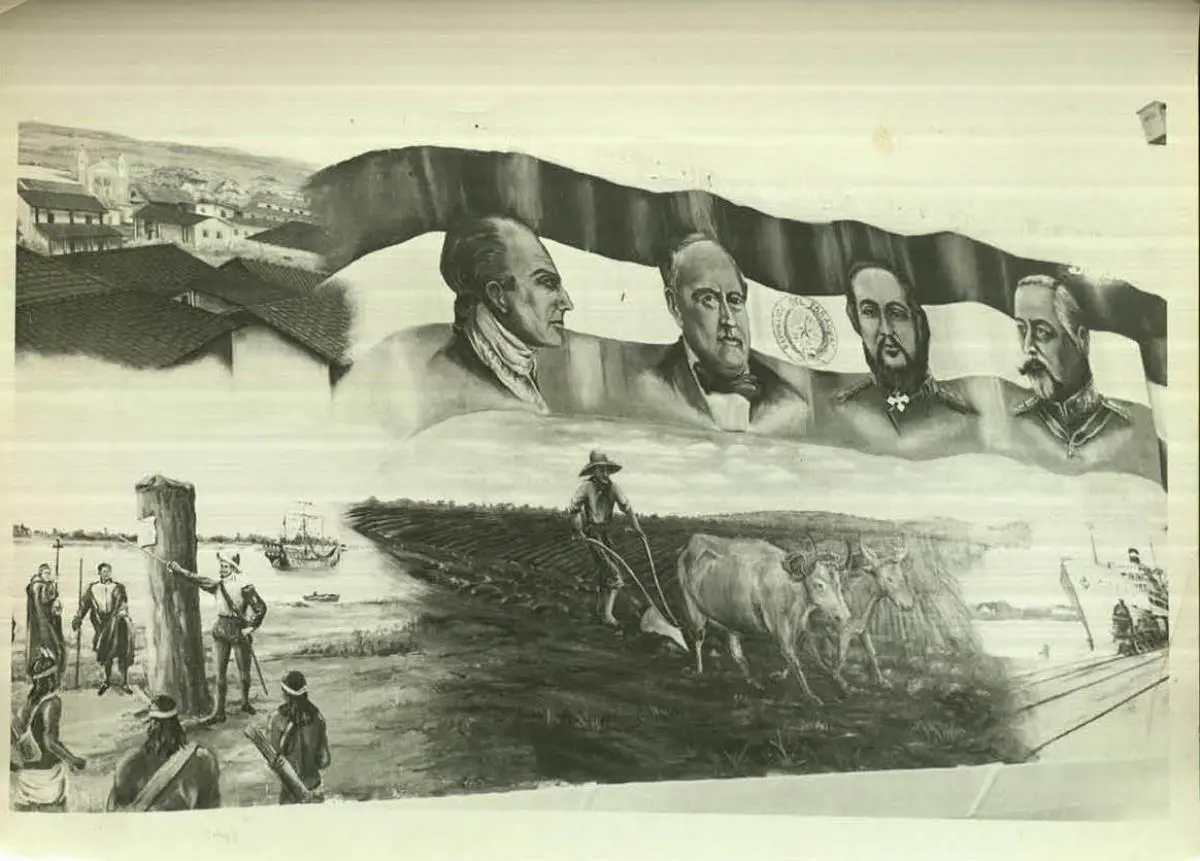emEpopeya/em, mural de Adolfo Alberto Diez G�mez, en la Sala de Equipajes. Archivo Rol�n-Dom�nguez