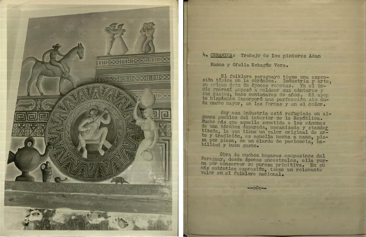 Documentaci�n del mural titulado emCer�mica,/em de Adan Kunos y Ofelia Eghag�e Vera. Archivo Rol�n-Dom�nguez. Cortes�a