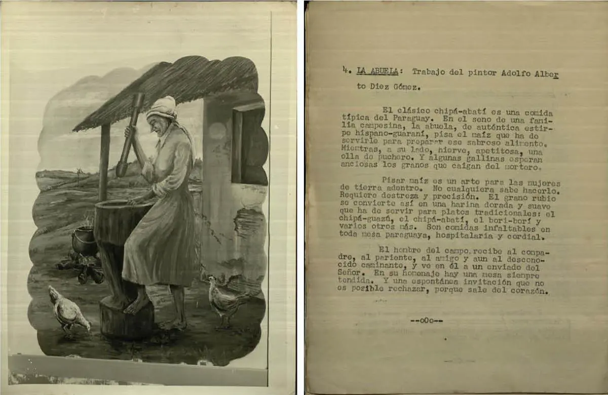 Reproducci�n fotogr�fica de emLa abuela/em, mural de Adolfo Alberto Diez G�mez. Archivo Rol�n-Dom�nguez. Cortes�a