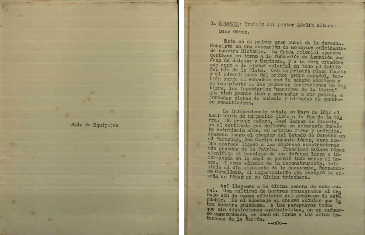 Documentaci�n del mural emEpopeya/em, de Adolfo Alberto Diez G�mez, ubicado en la Sala de Equipajes. Archivo Rol�n-Dom�nguez