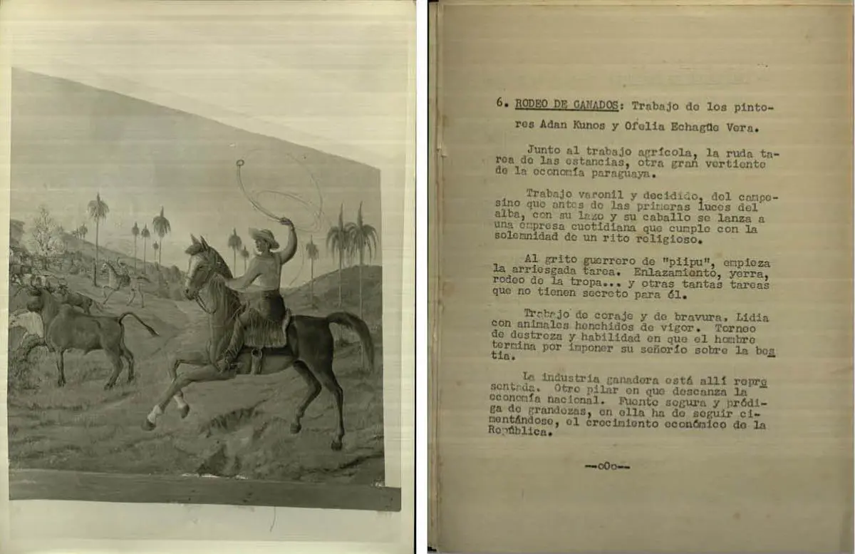 Documentaci�n del mural emRobo de ganados/em, de Adan Kunos y Ofelia Echag�e Vera. Archivo Rol�n-Dom�nguez. Cortes�a