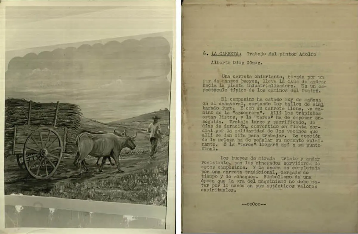 Documentaci�n del mural emLa carreta,/em de Adolfo Alberto Diez G�mez. Archivo Rol�n-Dom�nguez. Cortes�a