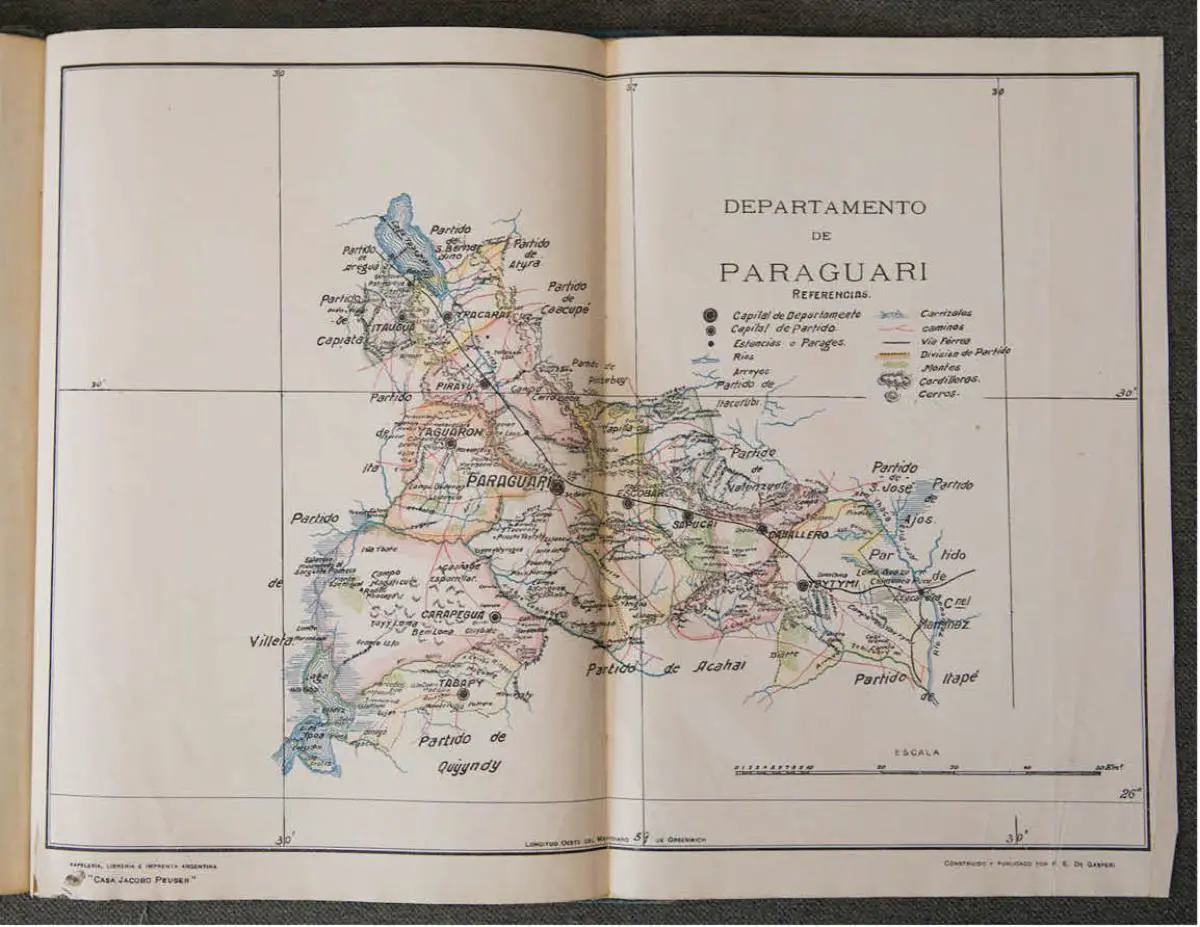 Mapa del Departamento de Paraguar�. Cortes�a David Vel�zquez Seiferheld