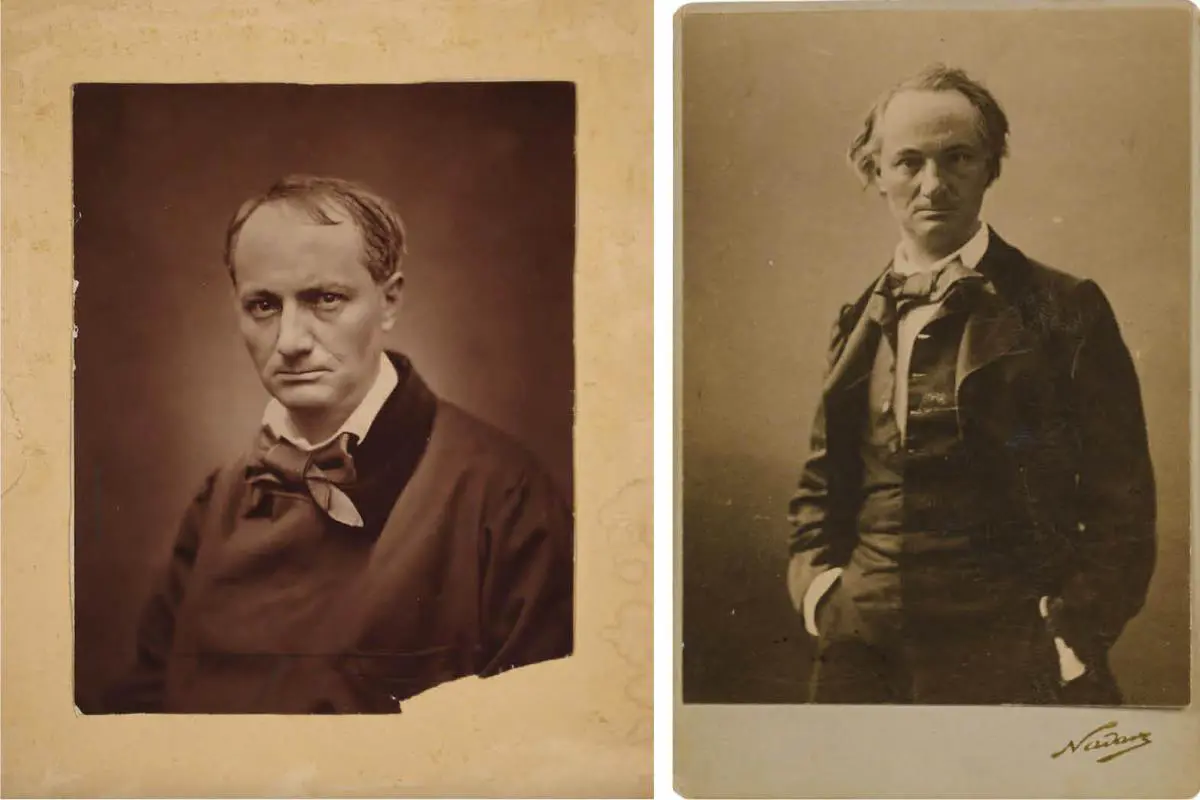 Charles Baudelaire retratado por �tienne Carjat, 1863, y Nadar, ca. 1865. Archivo