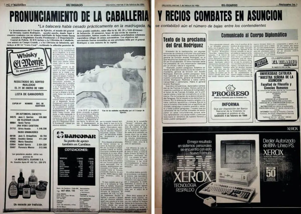 emEl Diario/em, 3 de febrero de 1989, p�ginas 4 y 5. 