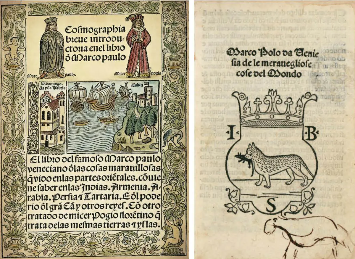 Dos ediciones de emEl libro de las maravillas,/em de Marco Polo, ambas del siglo XVI. Cortes�a