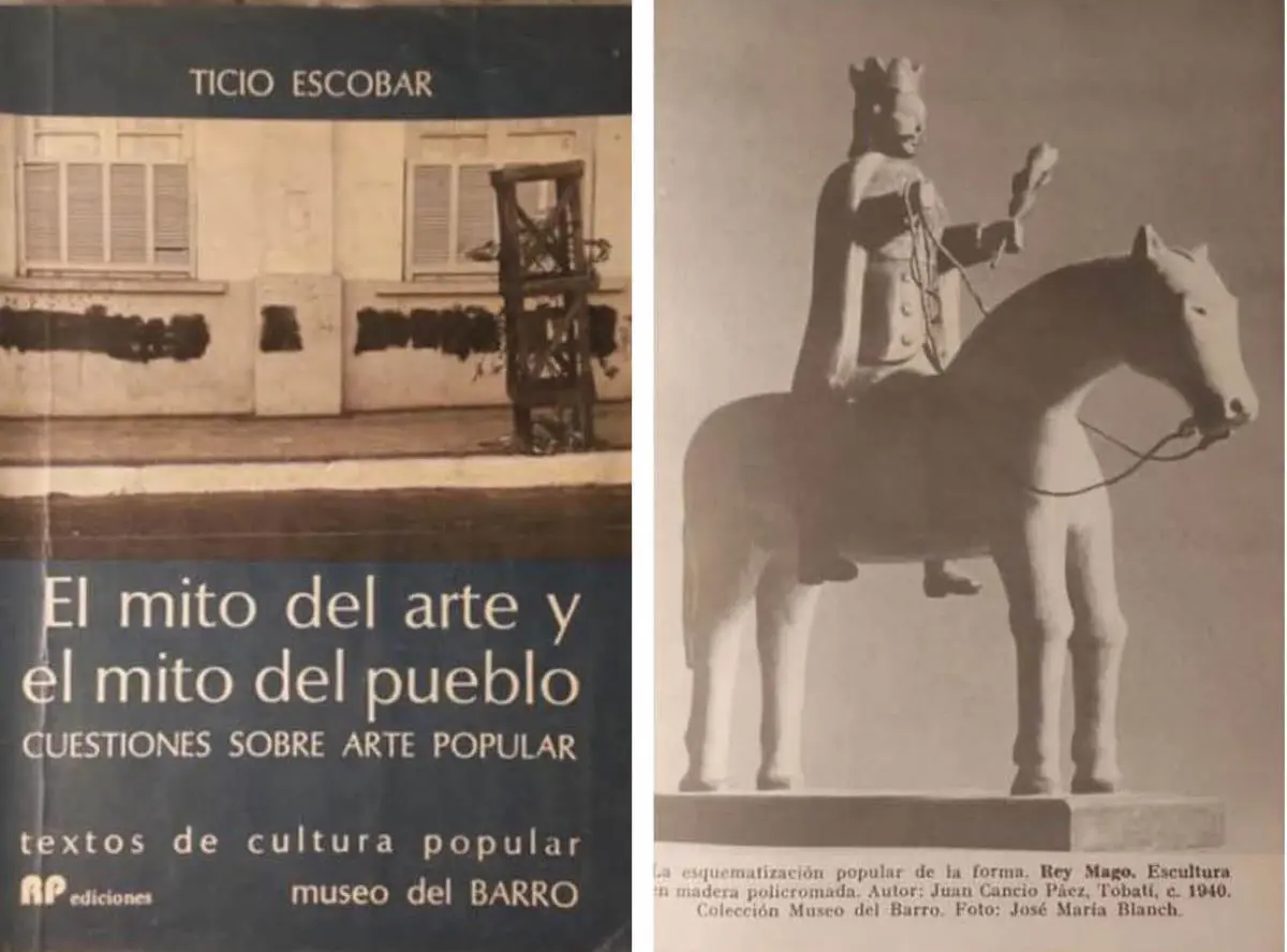Ticio Escobar, emEl mito del arte y el mito del pueblo, /em1986. Portada y p�gina interior. Cortes�a