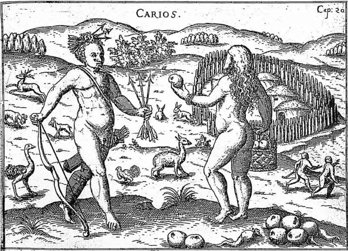 Pareja de carios. Ulrico Schmidl, emViaje al R�o de la Plata, 1534-1554/em, Buenos Aires, 1903. Cortes�a