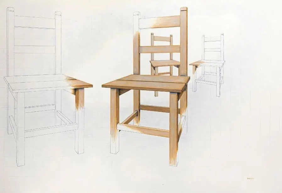 Sara Hooper, emAusencia II/em, 2021. T�cnica mixta, boceto en papel carb�nico y �leo sobre tela imprimada. Colecci�n Mendonca. Cortes�a