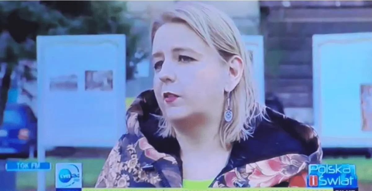 Ma?gorzata Ka?mierczak, entrevistada por la televisi�n polaca. Cortes�a