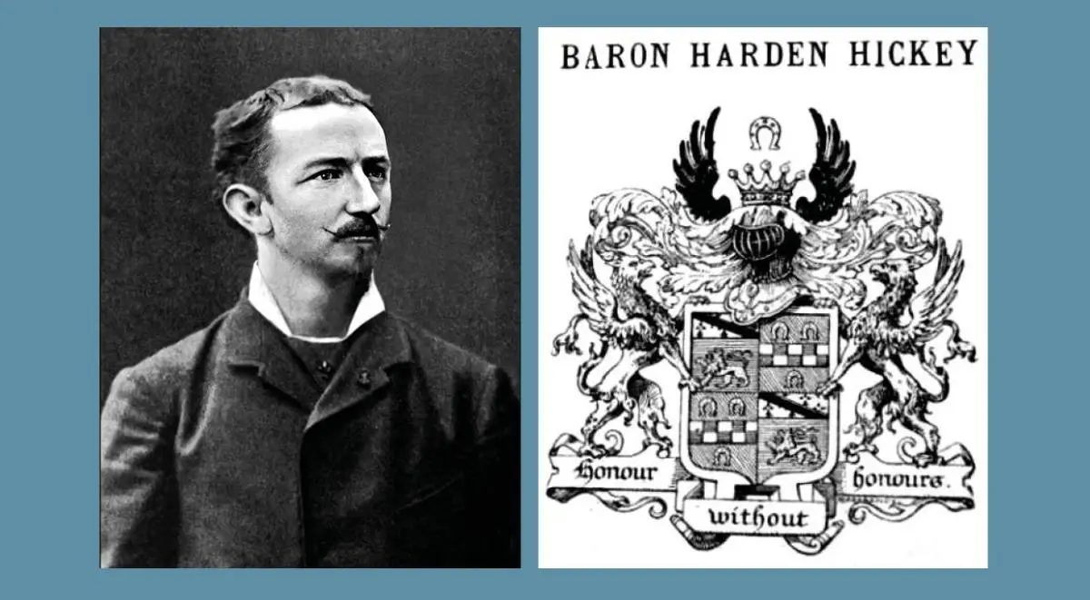 El bar�n Harden Hickey y un ex-libris suyo encontrado en un ejemplar de Auguste Ducoin, em�tudes r�volutionnaires. Philippe d'Orl�ans-�galit�/em, Par�s, Dentu, 1845. Wipipedia.