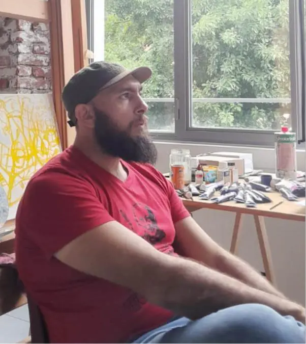 Fidel Fern�ndez en su estudio. Casa degli Artisti, Mil�n. Cortes�a