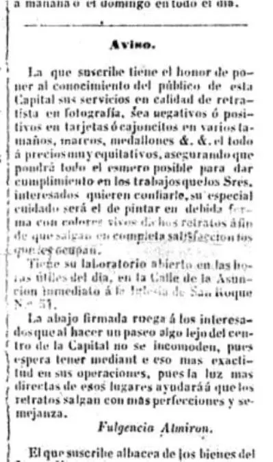 Aviso de Fulgencia Almir�n en emEl Semanario/em. Cortes�a