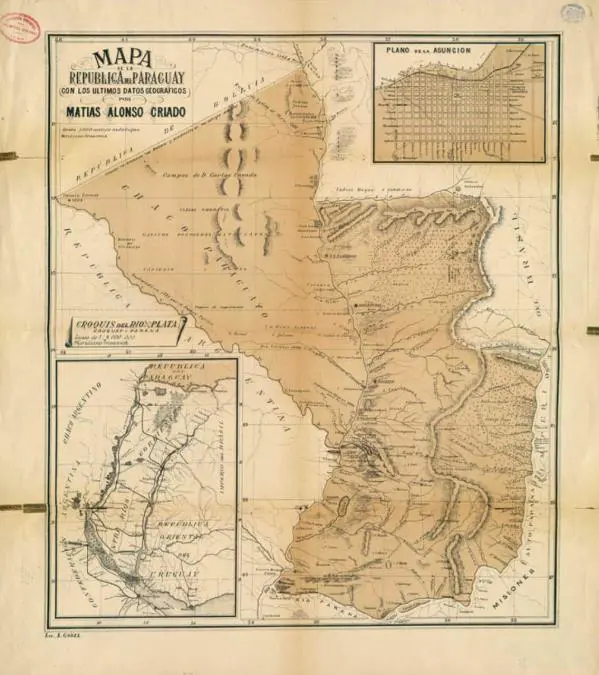 Mapa del Paraguay, de Mat�as Alondo Criado, 1888. Cortes�a