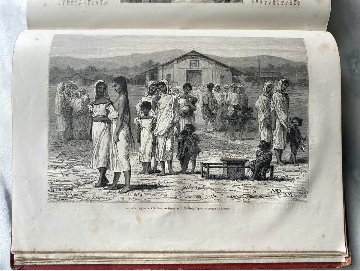 Salida de la Iglesia de Villarrica. Relato ilustrado de L. M. Forgues en