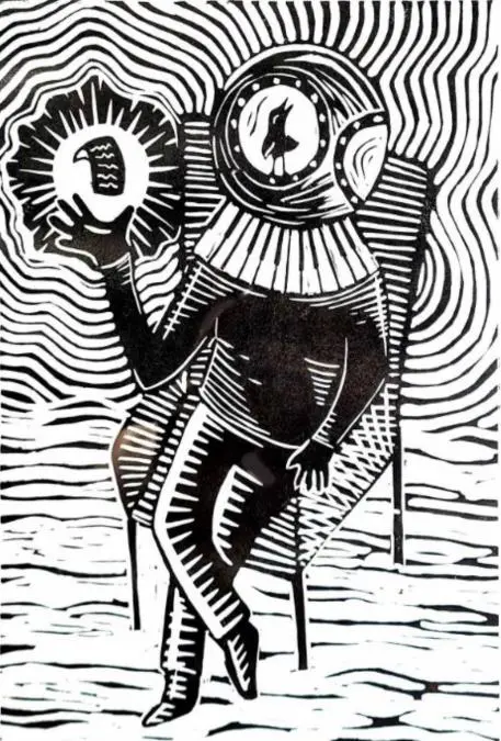 Muestra emIncurables./em Sof�a Recalde: emUltramar./em Grabado sobre papel, 30x23 cm, 2024. Cortes�a