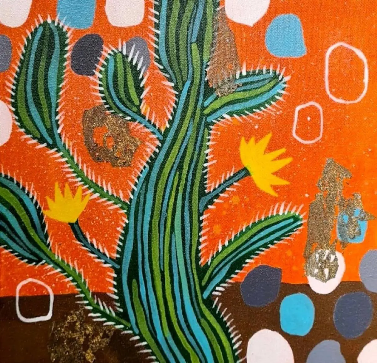 Muestra emIncurables./em Martaro Ben�tez: emCactus./em T�cnica mixta, 25x25 cm, 2024. Cortes�a