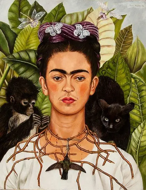 Frida Kalho. emAutorretrato con collar de espinas y colibr�/em, 1940. Nickolas Muray Collection � Harry Ransom Center. The University of Texas at Austin