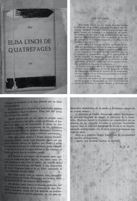 emElisa Alisa Lynch de Quatrefages/em, portada y p�ginas preliminares del libro de H�ctor F. Decoud. Archivo