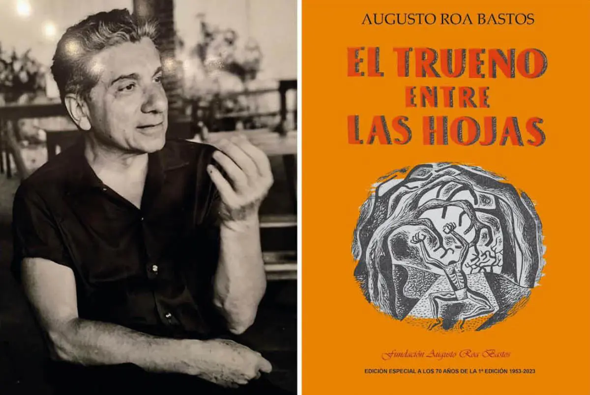 Augusto Roa Bastos y edici�n conmemorativa de emEl trueno entre las hojas/em (1953). Cortes�a