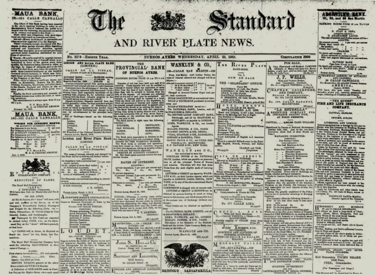 emThe Standard/em, edici�n del 28 de abril de 1869. Cortes�a