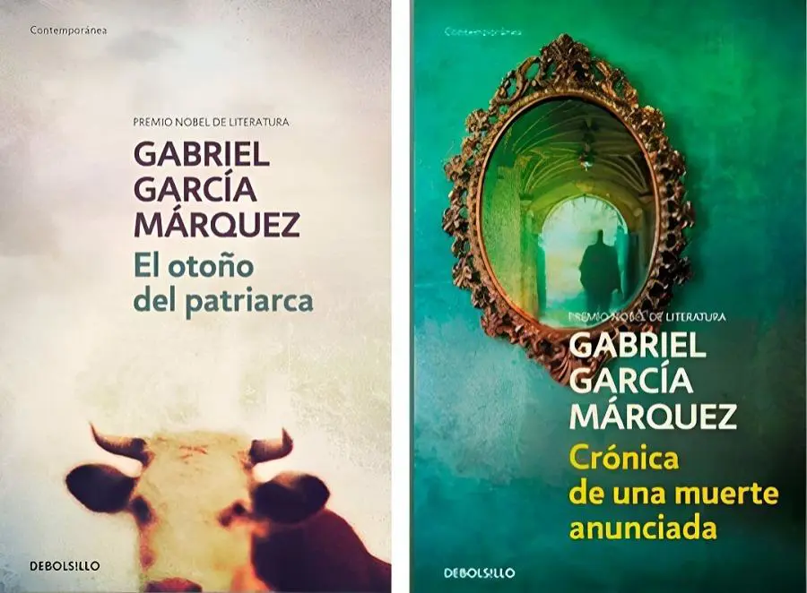 Portada de los libros emEl oto�o del patriarca/em y emCr�nica de una muerte anunciad/ema. Editorial De Bolsillo. Cortes�a